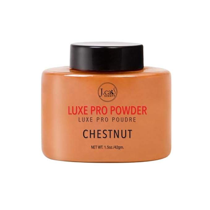 J.Cat Beauty Luxe Pro Makeup Setting Powder, Matte Finish, Helps Absorb Oil and Minimizes Pores, Suitable for Baking, Shade Chestnut, 1.5 Oz