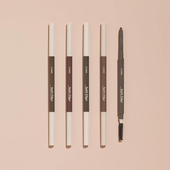ETUDE Bare Edge Brow Pencil 05 Mild Taupe | A hexagon-shaped slim brush that delicately coats every strand of eyelashes | Brow Mascara | Zero Clump & No Bushy Brows, Korean Makeup, Perfect for Gift