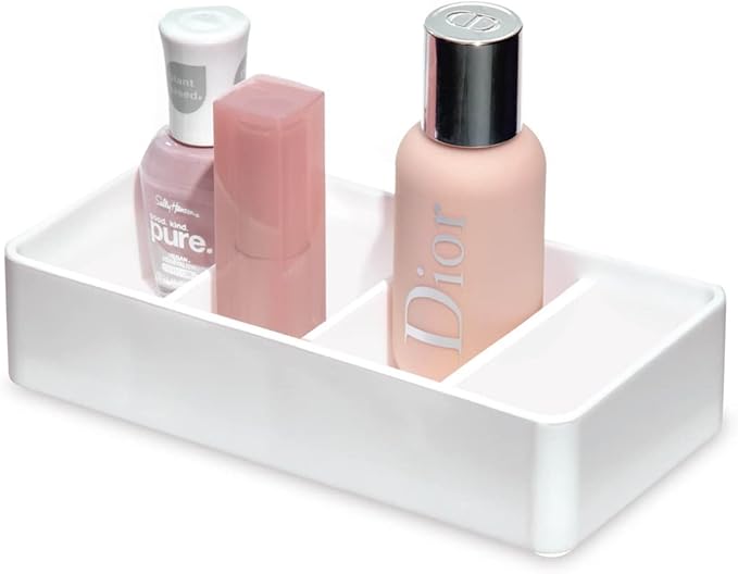 iDesign The Sarah Tanno Collection 4 Slot Silicone Cosmetic Drawer Organizer, White