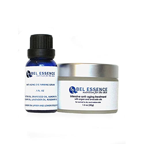 Anti-Aging Face Cream & Anti-Wrinkle Eye Serum Mini Skin Care Set - Natural Hydrating Face Cream, Eye Serum for Normal/Dry Skin - Reduce Fine Lines, Firm, Clear Skin Tone - 1.5 Oz/.5 Oz