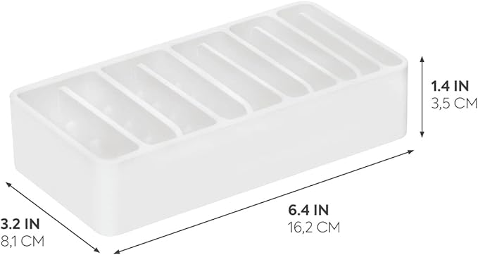 iDesign The Sarah Tanno Collection Silicone Cosmetic and Makeup Brush Holder with Multi-Sized Slots, White