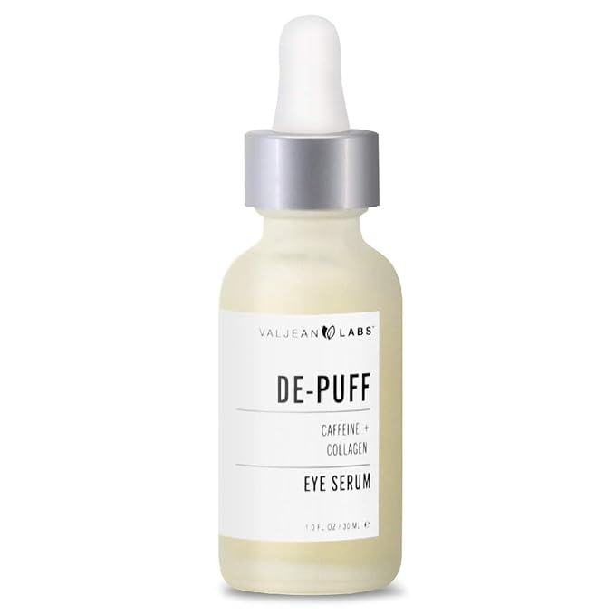 Valjean Labs DePuff Eye Serum | Caffeine + Collagen | Helps to Reduce Under Eye Puffiness and Combat Signs of Aging | Paraben Free, Cruelty Free, Made in USA (1 oz)