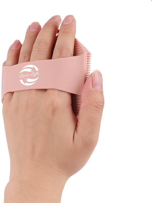Exfoliating Silicone Body Scrubber for Men and Women, Comfortable for Everyday Face and Body Use, Reusable with a Handle for Easy Hanging Storage. (Tan, Grey or Pink)