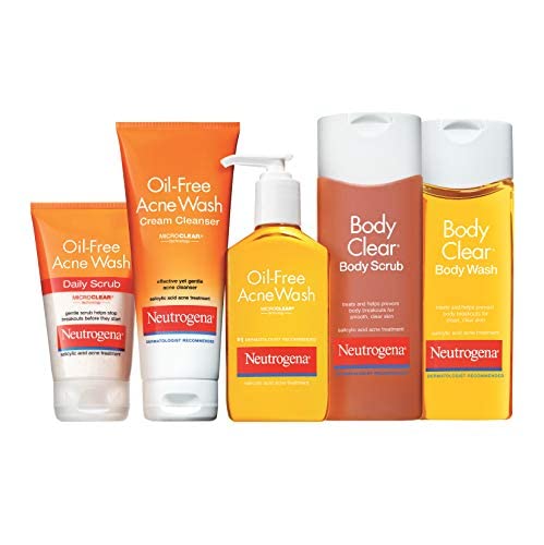 Neutrogena Body Clear Oil Free Acne Body Scrub with Salicylic Acid Acne Treatment Medicine, Exfoliating Salicylic Acid Body Wash to Treat Acne on Back, Chest, and Shoulders, 8.5 fl. oz
