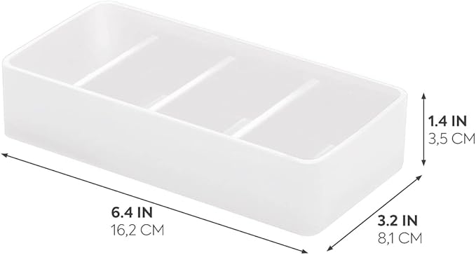 iDesign The Sarah Tanno Collection 4 Slot Silicone Cosmetic Drawer Organizer, White