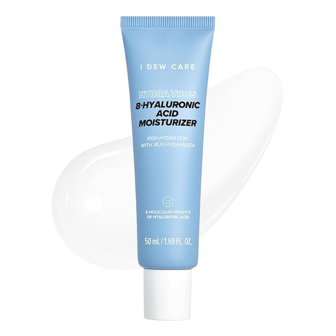 I DEW CARE Skin Care - Hydra Vibes 8-Hyaluronic Acid Moisturizer | Hyaluronic, Face Moisturizer, Hypoallergenic Formula, Glass Skin, Vegan, Cruelty-Free, Illuminating, 1.69 FL Oz.