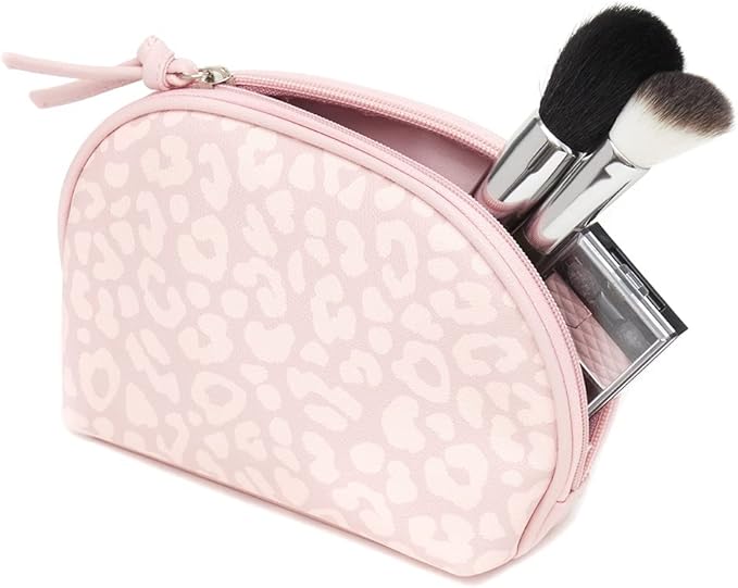 Home Basics Leopard Zippered Cosmetic Accessory Pouch, Pink