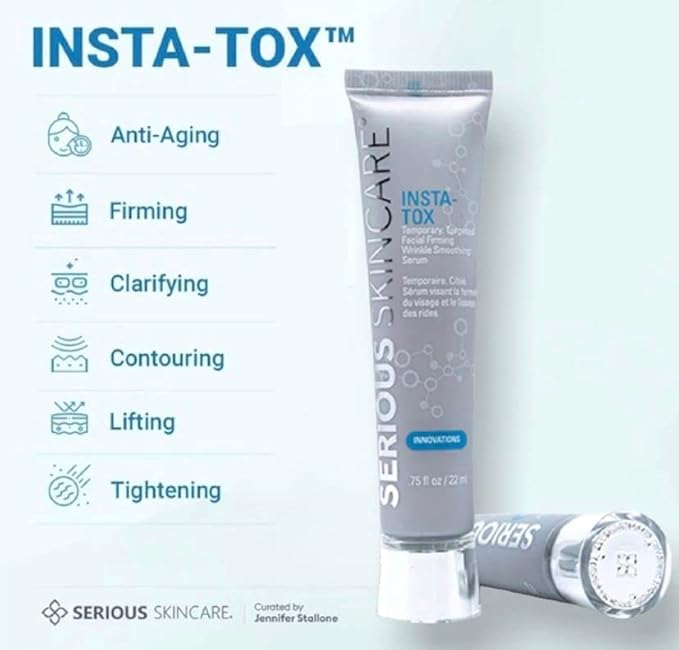 Serious Skincare INSTA-TOX Instant Wrinkle Smoothing Skin Serum TRIO - Temporarily Tightens Face - Instantly Reduce Appearance of Lines, Wrinkles & Large Pores - For Women & Men - .75 Fl. Oz. (3Pack)