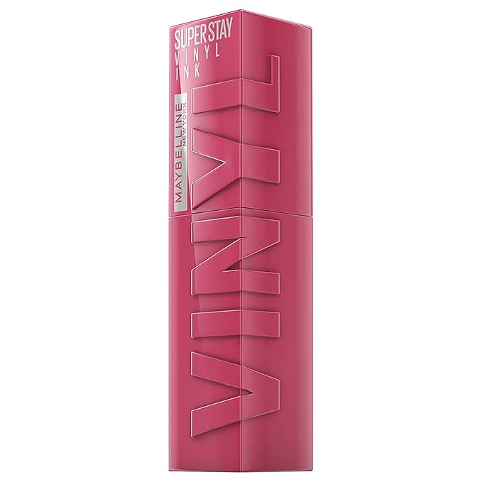 MAYBELLINE Super Stay Vinyl Ink Longwear No-Budge Liquid Lipcolor Makeup Bundle with Fire Engine Red 0.14 fl oz and Rose Mauve Nude 0.14 fl oz