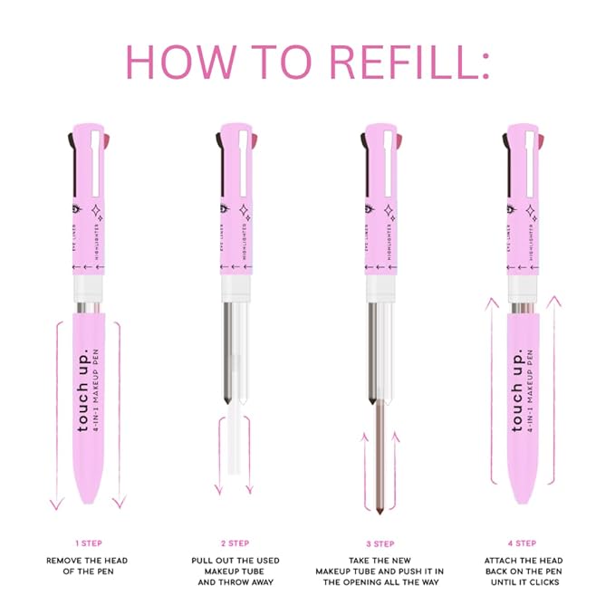 Touch Up 4-in-1 Makeup Pen (Eye Liner, Brow Liner, Lip Liner, & Highlighter) (Replacement Refill)