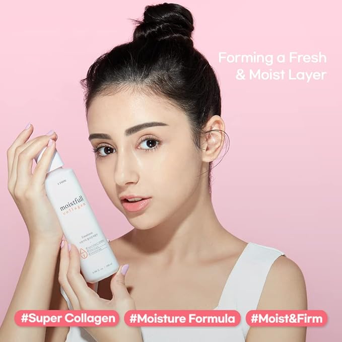 Etude Moistfull Collagen Facial Emulsion 180ml (6.08 fl. oz) | Facial Moisturizer, Lotion, Small Particles of The Super Collagen Water, Hydration Fomula for Healthy Skin | Korean Skin Care