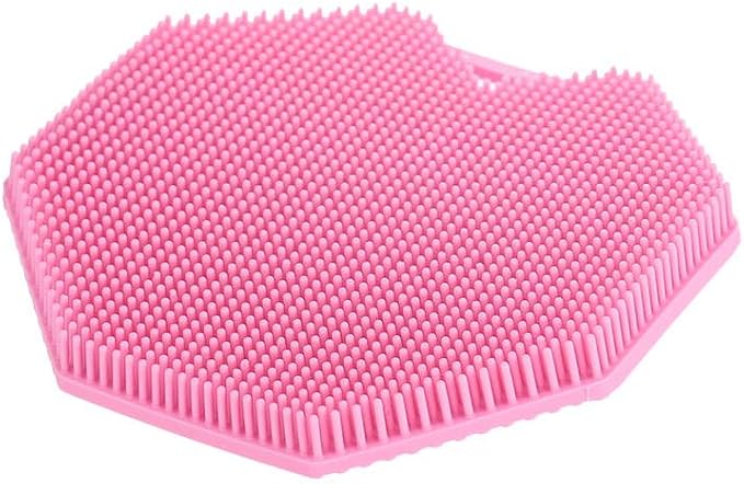 Exfoliating Silicone Body Scrubber for Men and Women, Comfortable for Everyday Face and Body Use, Reusable with a Handle for Easy Hanging Storage. (Tan, Grey or Pink)