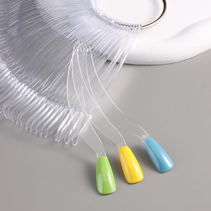 150 Pcs Nail Swatch Sticks with Ring, Clear Coffin Nail Tips for Nail Art Polish Practice Color Display, Acrylic False Nail Sample Sticks Nail tech Supplies for Home or Salon Use