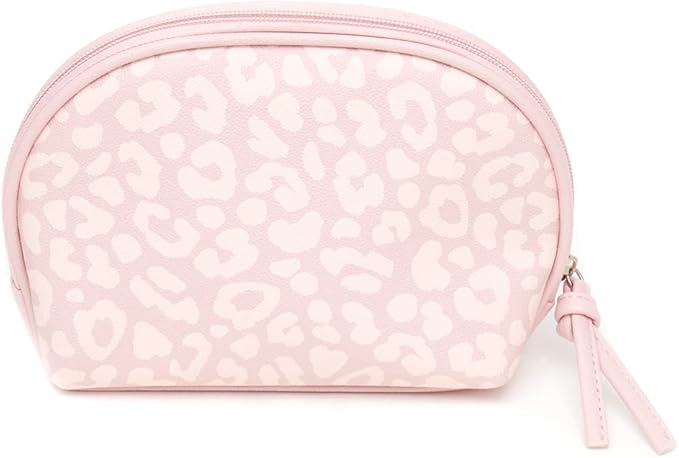 Home Basics Leopard Zippered Cosmetic Accessory Pouch, Pink