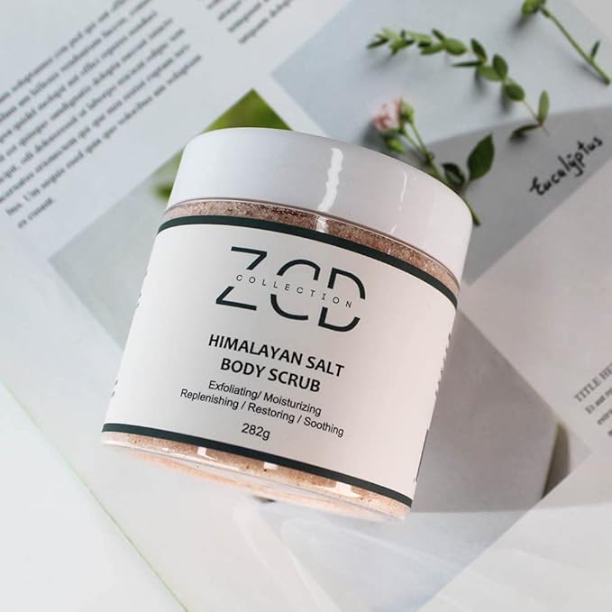 Dry Himalayan Salt Body Scrub | Rose | 282g | All Natural Ingredients Sweet Almond Oil, Grape Seed Oil, Jojoba Oil, Vitamin E, Aloe Vera | Exfoliating Moisturizing Replenishing Restoring Soothing