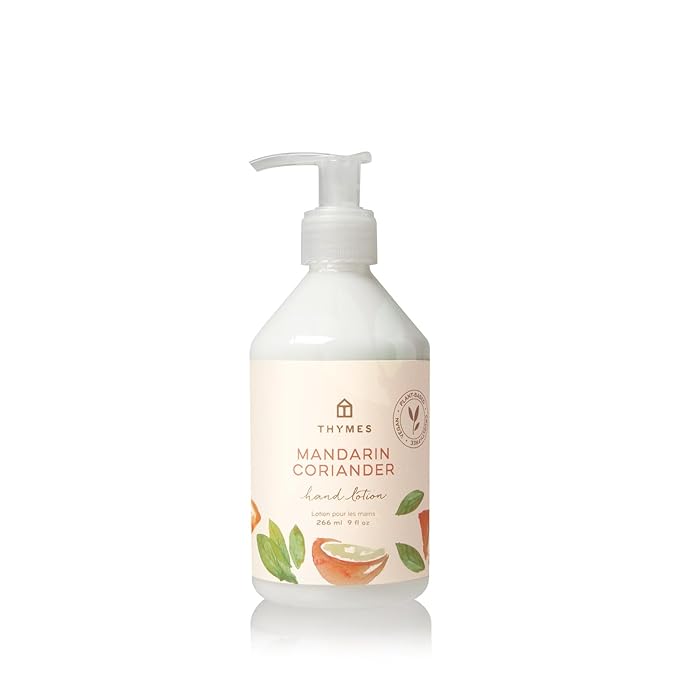 Thymes Moisturizing Hand Lotion for Dry Skin - Moisturizer for Beauty and Personal Care - Luxury Hand Lotion for Women & Men with Shea Butter & Aloe Vera (Mandarin Coriander, 9 fl oz)