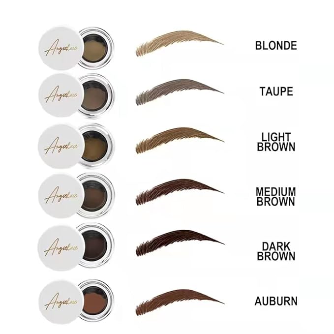 Eyebrow Stamp Stencil Kit, 24 Reusable Thick & Thin Eyebrow Stencils, Waterproof Brow Pomade, Dual-Ended Brush & Sponge Applicator for Perfect Natural Brows (Medium Brown)