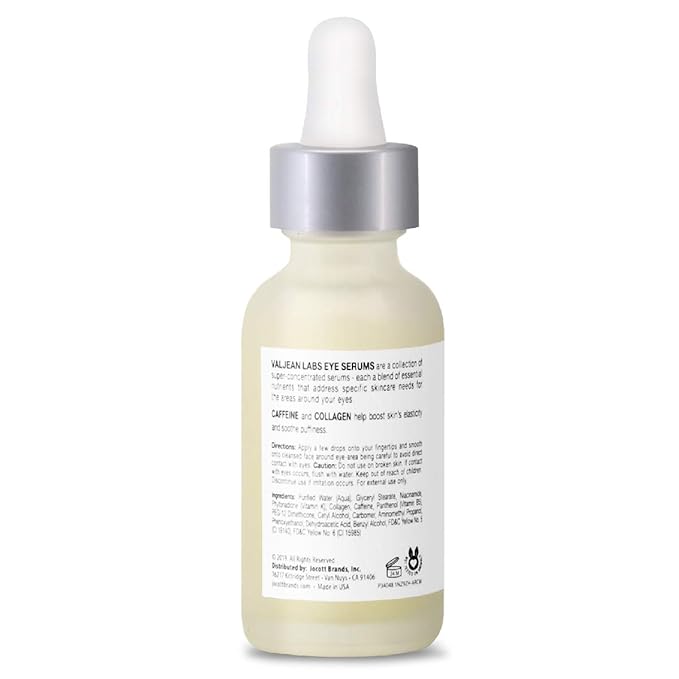Valjean Labs DePuff Eye Serum | Caffeine + Collagen | Helps to Reduce Under Eye Puffiness and Combat Signs of Aging | Paraben Free, Cruelty Free, Made in USA (1 oz)