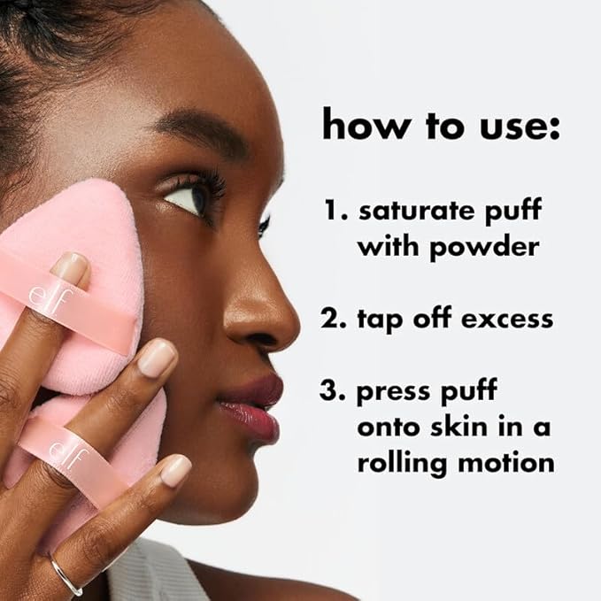 e.l.f. Halo Glow Powder Puff, Soft, Reusable Powder Puff For Applying Loose Or Pressed Powders, Easily Conforms To The Face, Vegan & Cruelty-free (Pack of 2)