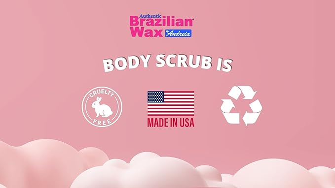Authentic Brazilian Wax by Andreia Souffle Salt Scrub - Body Exfoliating Scrub w/Lemon Peel & Essential Oils - Salt Scrub Rich in Vitamins, Mineral & Organic Extract for Soft Skin - 8 fl. Oz.