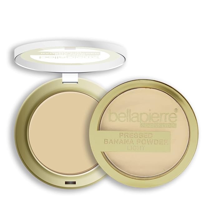 bellapierre Pressed Banana Setting Powder | Lightweight Color Corrector | Eliminates Dark Under Eye Circles & Redness | Talc-Free Powder | Compact Matte Banana Powder - Light - 0.28 Oz