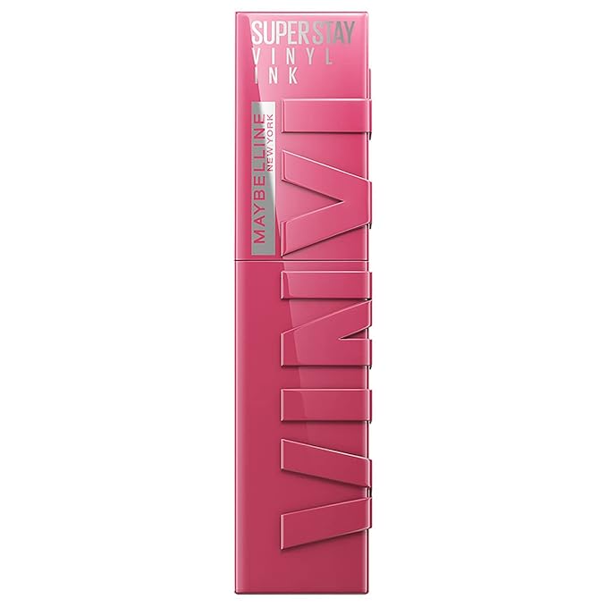 MAYBELLINE Super Stay Vinyl Ink Longwear No-Budge Liquid Lipcolor Makeup Bundle with Fire Engine Red 0.14 fl oz and Rose Mauve Nude 0.14 fl oz
