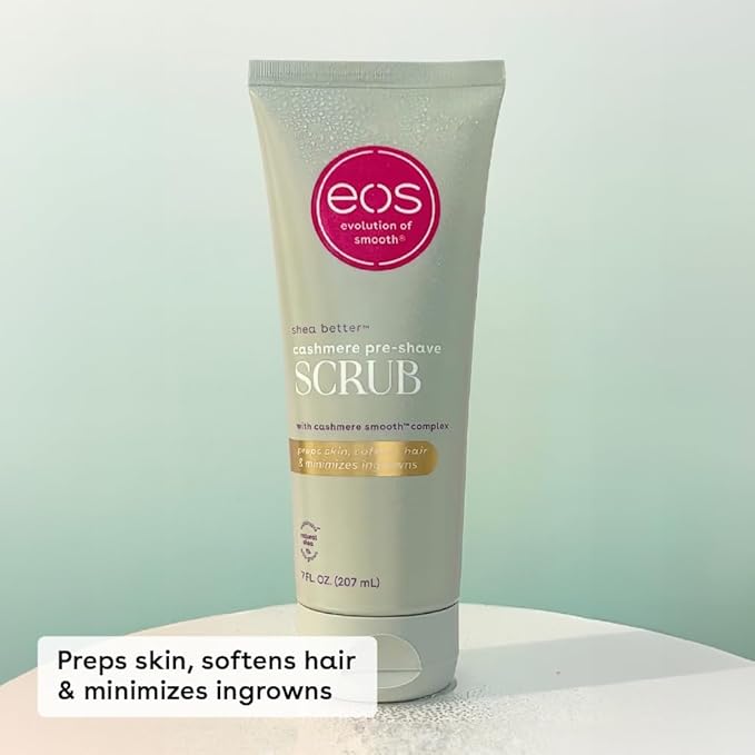 eos Cashmere Skin Collection Pre-Shave Scrub- Vanilla Cashmere Scented, Exfoliating Body Scrub, 7 fl oz