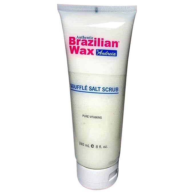 Authentic Brazilian Wax by Andreia Souffle Salt Scrub - Body Exfoliating Scrub w/Lemon Peel & Essential Oils - Salt Scrub Rich in Vitamins, Mineral & Organic Extract for Soft Skin - 8 fl. Oz.