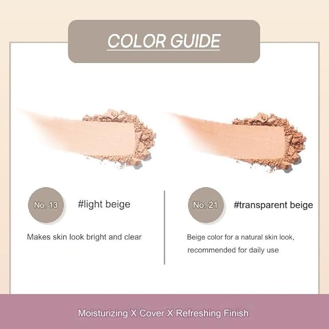 Enough Premium Ultra X10 Two Way Cake SPF50, Korean Makeup Setting Powder Foundation, Face Powder with Collagen, Tattoo Cover Up - Refill Including (#21 Skin Beige, 0.39 oz)