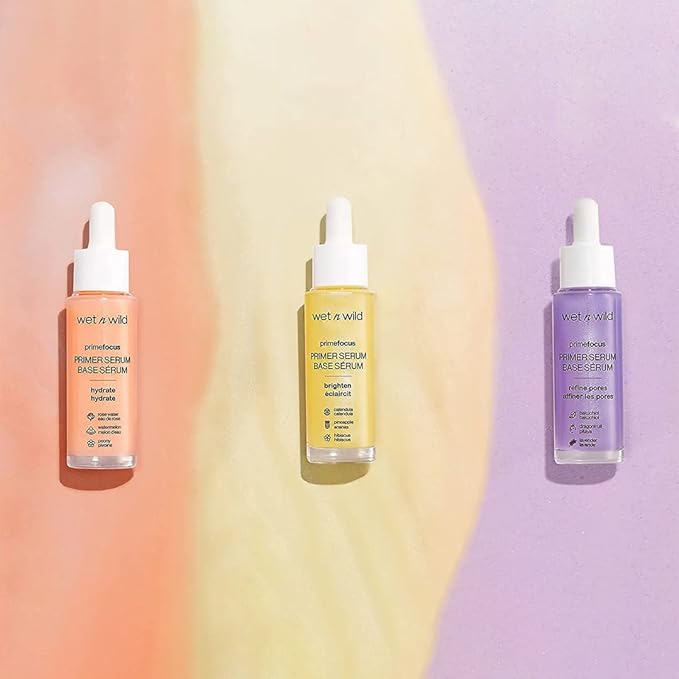 Wet n Wild Prime Focus Pore Minimizing Facial Serum Primer Makeup Extending | Reduces Pores | Improves Skin Texture | Exfoliates | Retinol Alternative, Hydrating (Pack of 2)