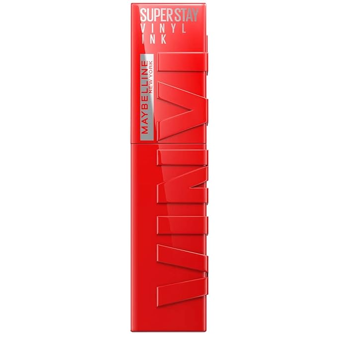 MAYBELLINE Super Stay Vinyl Ink Longwear No-Budge Liquid Lipcolor Makeup Bundle with Fire Engine Red 0.14 fl oz and Rose Mauve Nude 0.14 fl oz