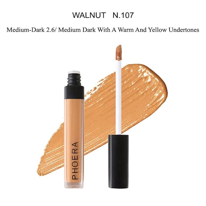 AQUAPURITY PHOERA Liquid Concealer Full Coverage Makeup Face Moisturizer Foundation Conceal Under Eye Dark Circles (107 WALNUT)