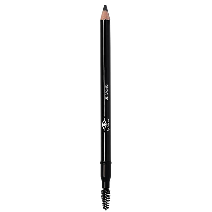Eye Embrace Liz Classic: Warm Medium Gray Wooden Eyebrow Pencil – Waterproof, Double-Ended Pencil with Sharpener & Spoolie Brush, Cruelty-Free