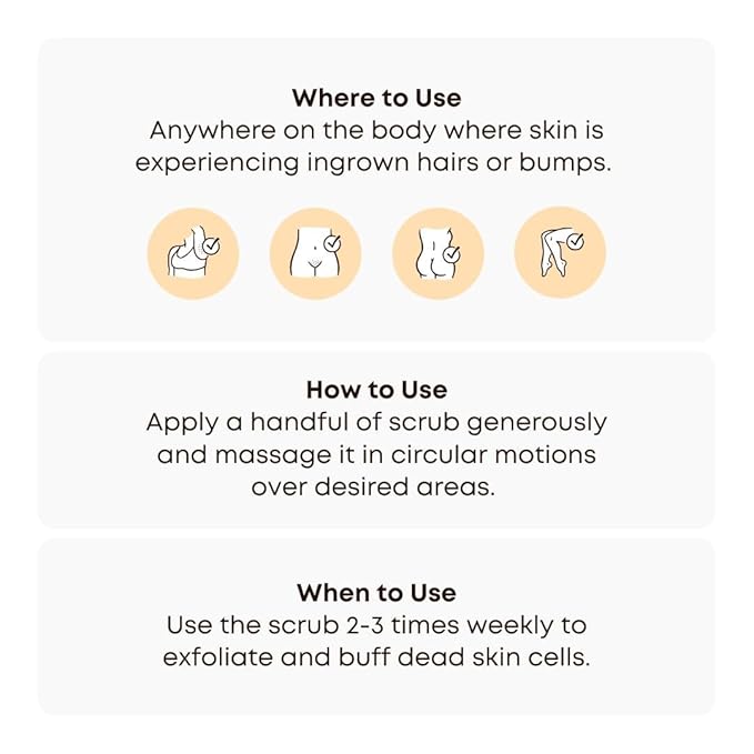 Bushbalm Ingrown Hair Exfoliating Scrub - Reduces Appearance of Ingrown Hairs and Helps with Underarm Bumps - Soothes Razor Bumps, Post Shave Redness and Itching - Sweet Escape 236 ml