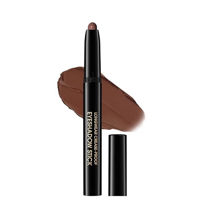 Eyeshadow Stick, Shimmer and Matte Cream Eye Shadow Brightener Sticks Eyeliner Pencil Crayon, Waterproof Long Lasting Eye Highlighter Stick Makeup,0.056 Oz(#2-Pecan)