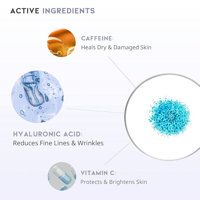 Korean Eye Serum for Under Eye Hydrating, Anti-aging Wringkles Firming Puffy Eye Bags Dark Circle, Hyaluronic Acid, Vitamin C, Caffeine, Vegan Under Eye Treatment 30g