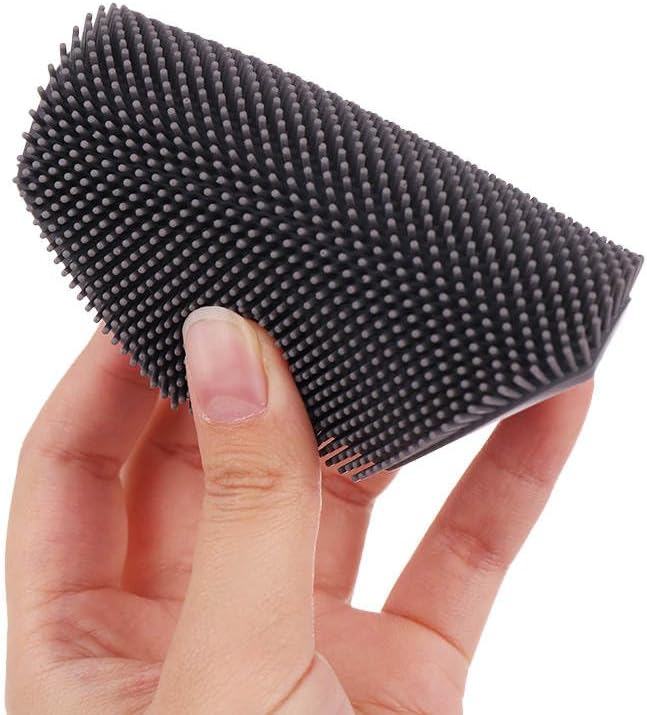 Exfoliating Silicone Body Scrubber for Men and Women, Comfortable for Everyday Face and Body Use, Reusable with a Handle for Easy Hanging Storage. (Tan, Grey or Pink)