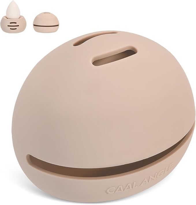 Makeup Sponge Holder Silicone Beauty Sponge Holder Makeup Blender Case for Travel 2 in 1 Stand Storage For Quick Drying Khaki