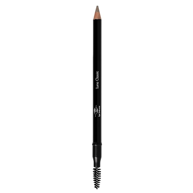 Eye Embrace Luna Classic: Light Brown-Gray Wooden Eyebrow Pencil – Waterproof, Double-Ended Pencil with Sharpener & Spoolie Brush, Cruelty-Free