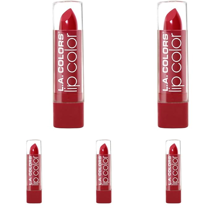 L.A. COLORS Moisture Rich Lip Color, Cherry Red CML529 (Pack of 5)