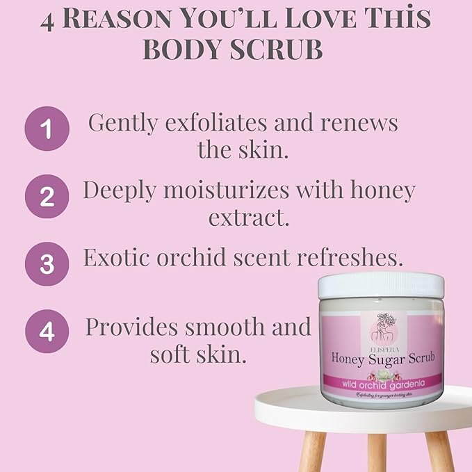 Honey Sugar Scrub, Wild Orchid Gardenia16 Fl Oz (Pack of 1)