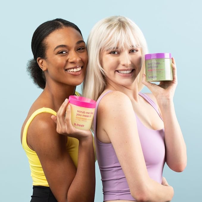 b.fresh Exfoliating Body Scrub | Don't Hate, Exfoliate Soothing Body Polish For Women & Men - Sugar Scrub Enhanced With Hydrating Lactic Acid + Licorice Root, Magic Melon Scent