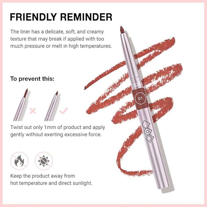 Retractable Lipliner Pencil Waterproof Makeup for Lip Liner and Eye Liner, Smooth and Creamy, Long Lasting Matte Finish, Vegan Beauty, Matte Velvet Pigmented Lip Liner, (01#Cream Orange, 1)