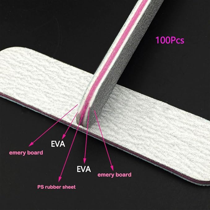 100 Packs 100/180 Grits Mini Nail Files and Buffers Double Sided Emery Boards Manicure Tool for Acrylic Nails, Nail Care