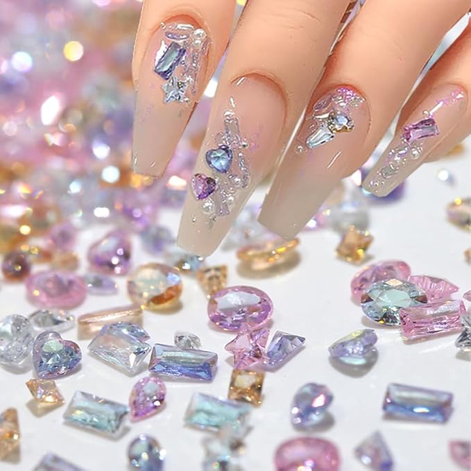 100pcs Colorful Zircon Mini Nail Rhinestones Clear Rhinestones for Nails Design 3D Nail Charms and Gems for Crafting Rhinestone Kit Fingernail Diamonds Nail Art Crystals Women Manicure Decor Gemstones