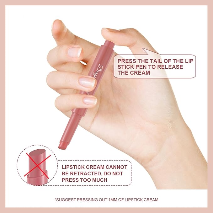 Press Lipstick Set,3 Colors Natural Matte Velvet Air Moisture Smooth Crayon Lip Gloss,Waterproof&Long Lasting Lipstick Pen for Women Makeup,Vivid Color (Set A)