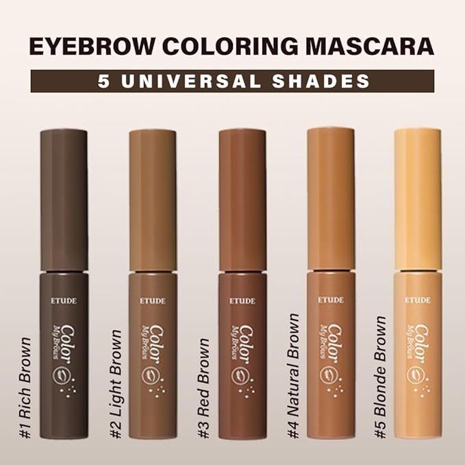 ETUDE Color My Brows Big Size - Rich Brown (9g) | Beeswax & Carnauba Wax | Eyebrow Mascara, Quickly Fixing Natural Eyebrow Makeup with Care Effect | Korean Makeup, Kbeauty