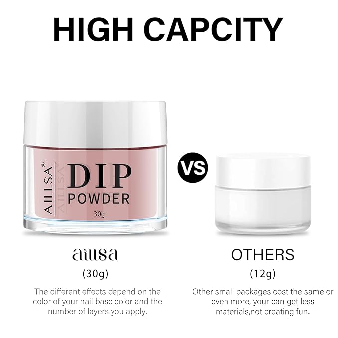 AILLSA Salmon Pink Dip Powder Nail Dipping Powder Jelly Nude Translucent DIY Manicure Salon at Home Easy to Use for Valentine's Day Gift (1 Oz)