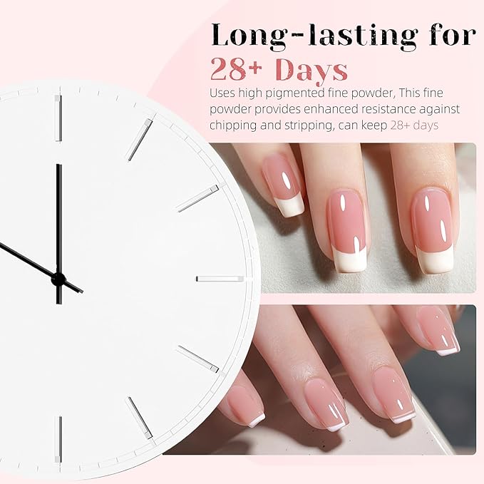 Dip Powder Nail Kit Starter, Gentle Nude Pink Milky White Neutral Skin Color and Dipping Powder Liquid Set with Base Top Coat and Activator for French Nail Art Manicure DIY Salon 9PCS