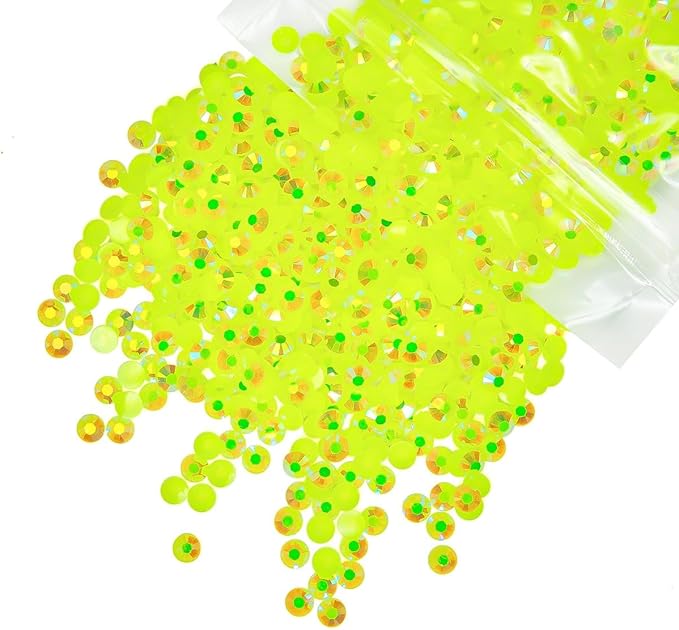 10000PCS 2mm Neon Yellow AB Resin Rhinestones Bulk Fluorescent Yellow Flatback Jelly Stones Pack SS6 Diamonds Gems Charms for Nails Face Eyes Makeup Tumblers Bottles DIY Crafts Clothes Shoes